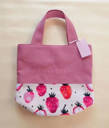 FEILER 러브러리 스트로베리 도트 토트백 아이보리 x 핑크