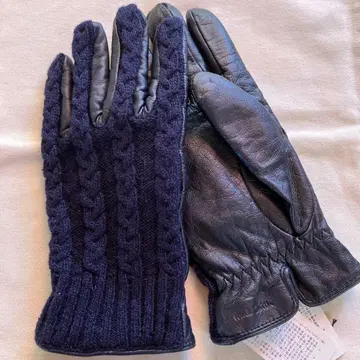 Paul Smith 니트&가죽 장갑 네이비