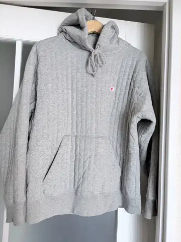 Champion 퀼팅 후드티 그레이 M