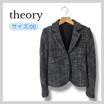 theory 트위드 테일러드 자켓 사이즈 00 (XS 상당) 체크 패턴