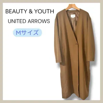 BEAUTY&YOUTH 울 혼방 노카라 롱 코트 M 브라운