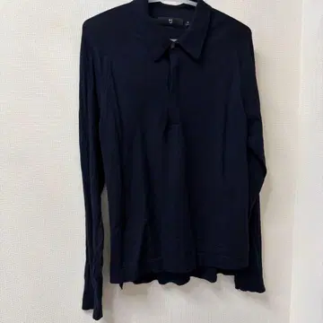 유니클로 +J 네이비 M 사이즈 긴팔 니트 피케 셔츠