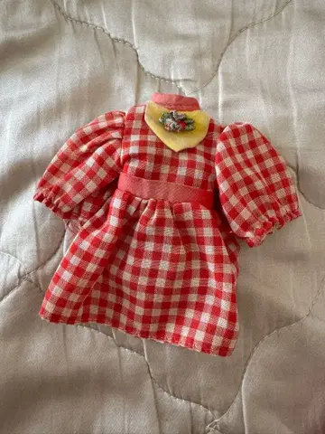 리카짱 옷 갈아입기 의류 빨간색과 화이트 체크 무늬 드레스