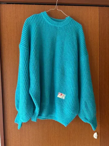 PECO CLUB 터콰이즈 편직 니트 두꺼운 원단 프리 사이즈