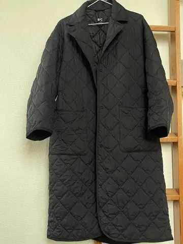 UNIQLO C 블랙 퀼팅 롱 코트