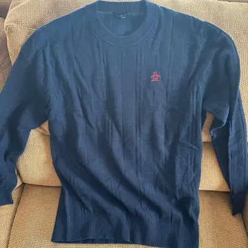 munsing 네이비 케이블 짜임 스웨터 울 100%