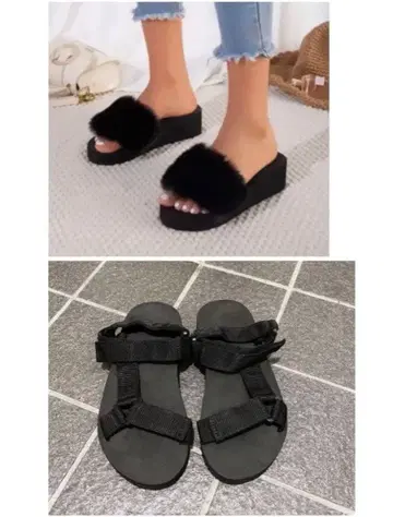 블랙 스포츠 샌들 나일론 스트랩 퍼 샌들 2세트 선착순