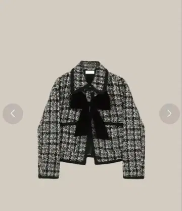 체크 무늬 리본 포함 자켓