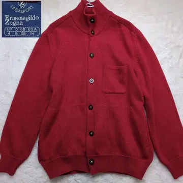 새상품급 제냐 니트 가디건 이탈리아제 라나울 스트레치 L 상당 빨간색