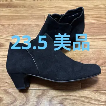 천연 가죽 스웨이드 숏부츠 로우힐 블랙 23.5