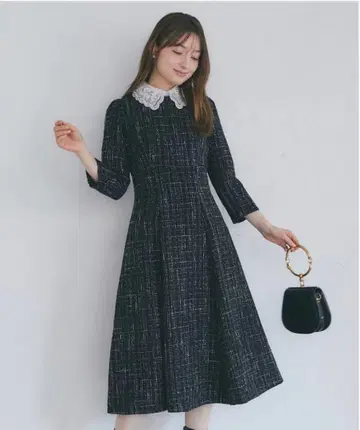 오간자 플라워 레이스 옷깃 트위드 원피스 tocco closet