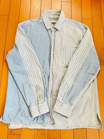 리룸 긴팔 셔츠 스트라이프 데님