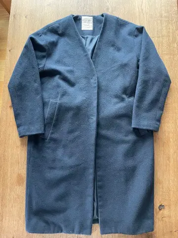 스튜디오 클립 네이비 노카라 코트