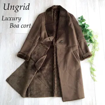 [새상품급] 언그리드 코트 브라운 스웨이드 숄카라 보아 여배우 옷깃