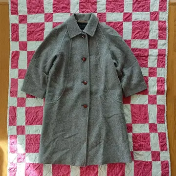 빈티지 트위드 코트 래글런 브라운 레트로