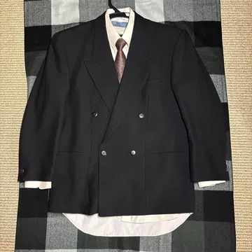 블랙 더블 브레스트 테일러드 자켓