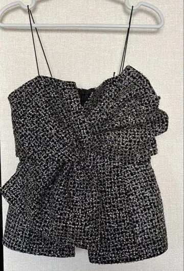 JUSGLITTY 뷔스티에 트위드 리본