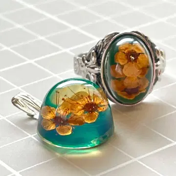 펜던트 탑 반지 세트 수중 꽃 그린 계열