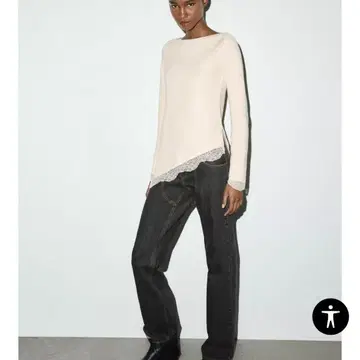 ZARA 소프트 레이스 상의/M