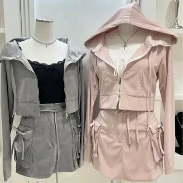 BUBBLES 벨벳 후드티 셋업 핑크 M