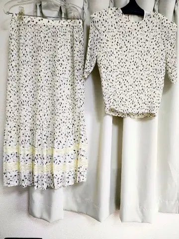 셋업 원피스 미니 꽃무늬 화이트