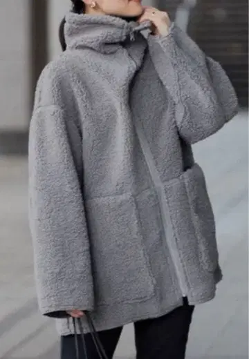 green label relaxing 보아 무스탕 자켓 그레이