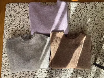 meri 미일리 루즈핏 니트 3종 그레이 브라운 퍼플 레어 컬러