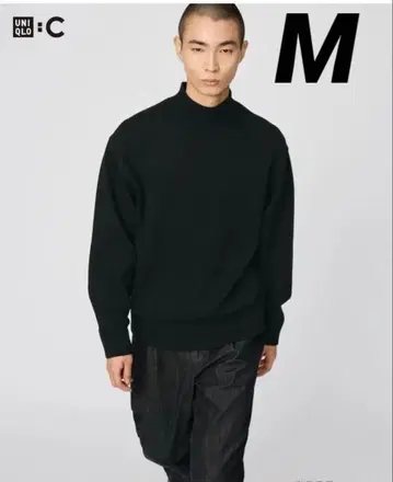 새상품 UNIQLO C 유니클로 로우 게이지 하이넥 스웨터 블랙 M