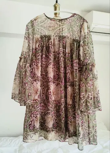 William Morris 튜닉 쉬폰 블라우스