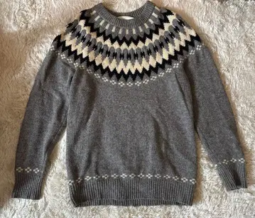 새상품급 BEAUTY&YOUTH 노르딕 무늬 스웨터 그레이