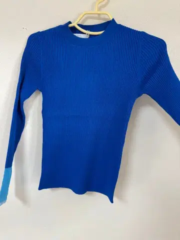 FENNEL 파란색 리브 니트 긴팔