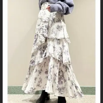 SNIDEL 스나이델 Sustainabl 프린트 플리츠 캉캉 스커트