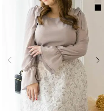 쿠레트 캔디 소매 어깨 리본 포함 긴팔 상의 그레이