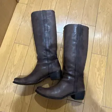 라보키고시 웍스 롱 부츠 안감 니트 브라운 가죽