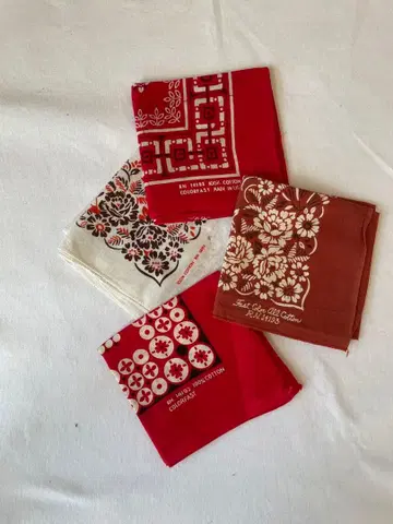 빈티지 USA 반다나 4장 세트 FAST COLOR 빨간 계열