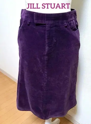 질 스튜어트 퍼플 코듀로이 타이트 스커트 무릎 기장