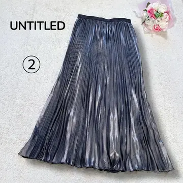 [언타이틀 UNTITLED] 광택 허리밴딩 양류 플리츠 롱 스커트 M