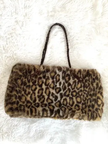 KRIZIA 레오파드 무늬 퍼 핸드백 토트백