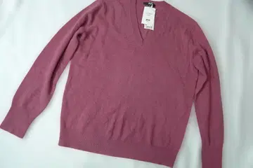 유니클로 캐시미어 100% V넥 스웨터 핑크 XL 빅 사이즈