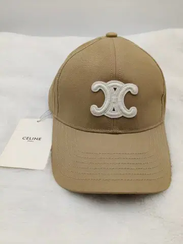 베이지 자수 로고 캡