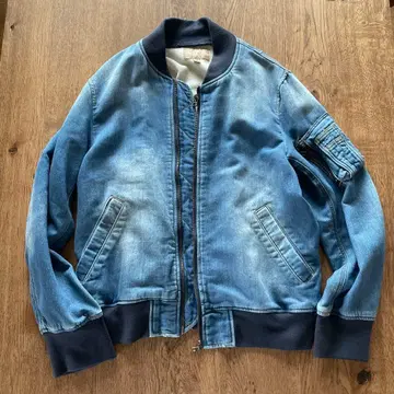 PURPLE AND YELLOW 데님 블루 봄버 자켓 M