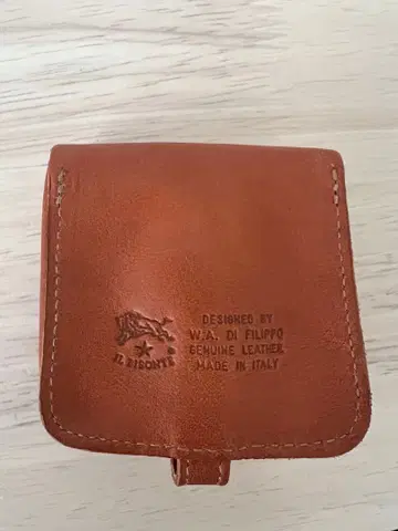 IL BISONTE 천연 가죽 코인 케이스 브라운