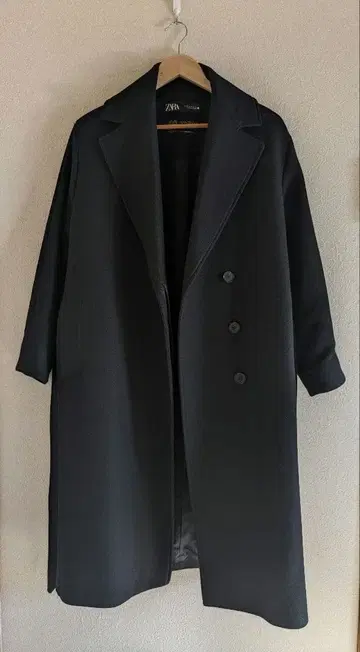 ZARA 블랙 롱 코트 Manteco 울