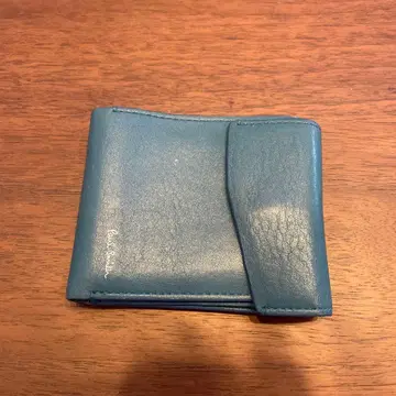 파랑 가죽 이단 접이식 지갑