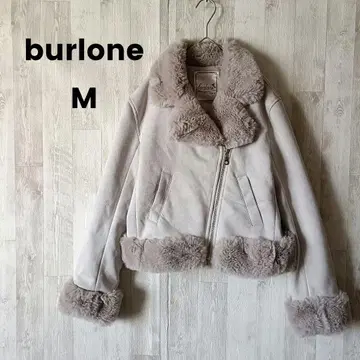 burlone 인조 모피 무스탕 라이더 자켓 M 그레이지