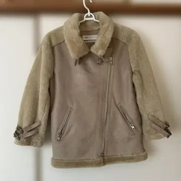 베이지 무스탕 코트 집업