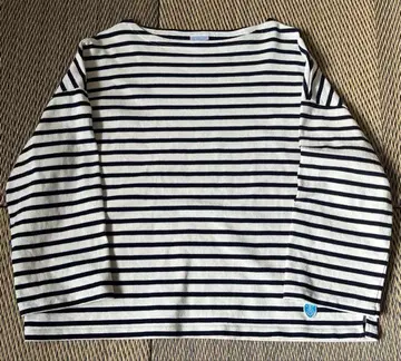 오어시벌 보더 박스 셔츠 에크루 x 네이비