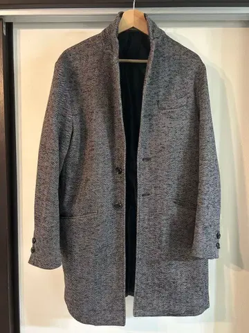 하운드 투스 패턴 그레이 체스터 코트