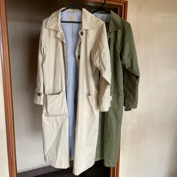 사만사 모스모스 아이보리 카키 트렌치코트