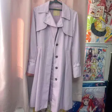 연보라색 트렌치코트 허리 리본 포함